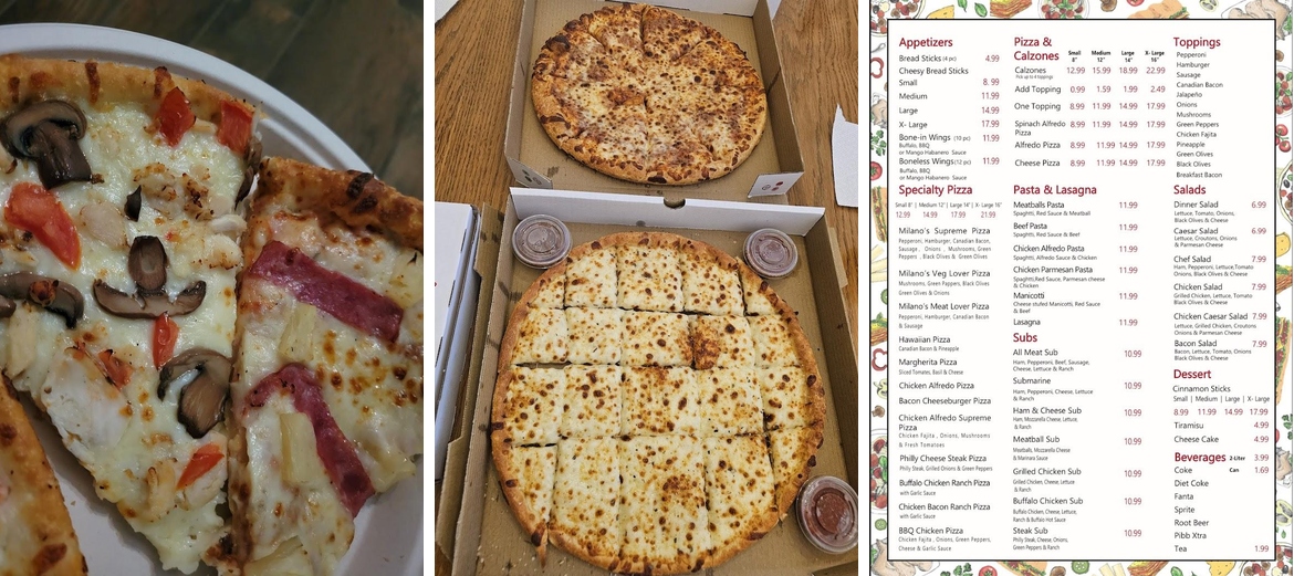 Milano's pizza dublin Texas Menu