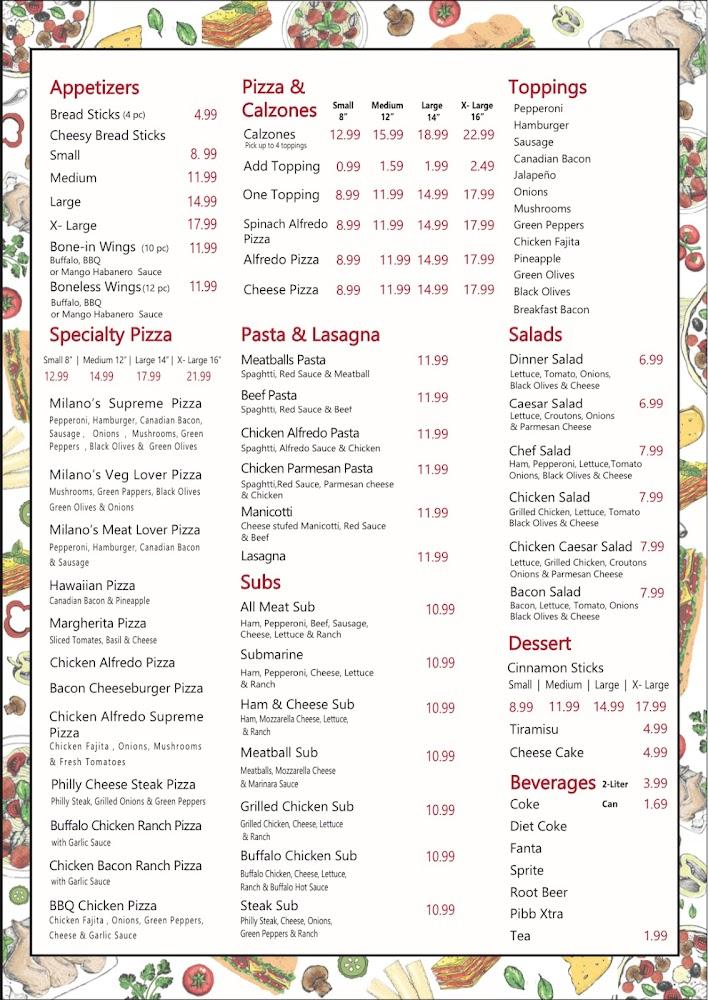 Milano's pizza dublin Texas Menu image 1