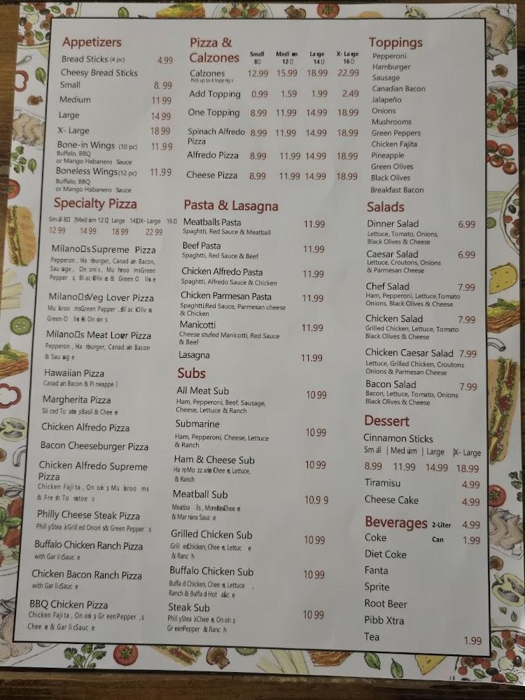 Milano's pizza dublin Texas Menu image 2