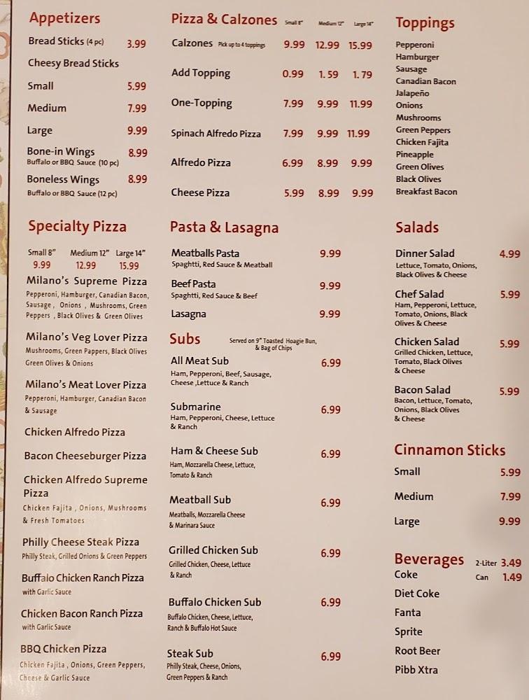 Milano's pizza dublin Texas Menu image 3