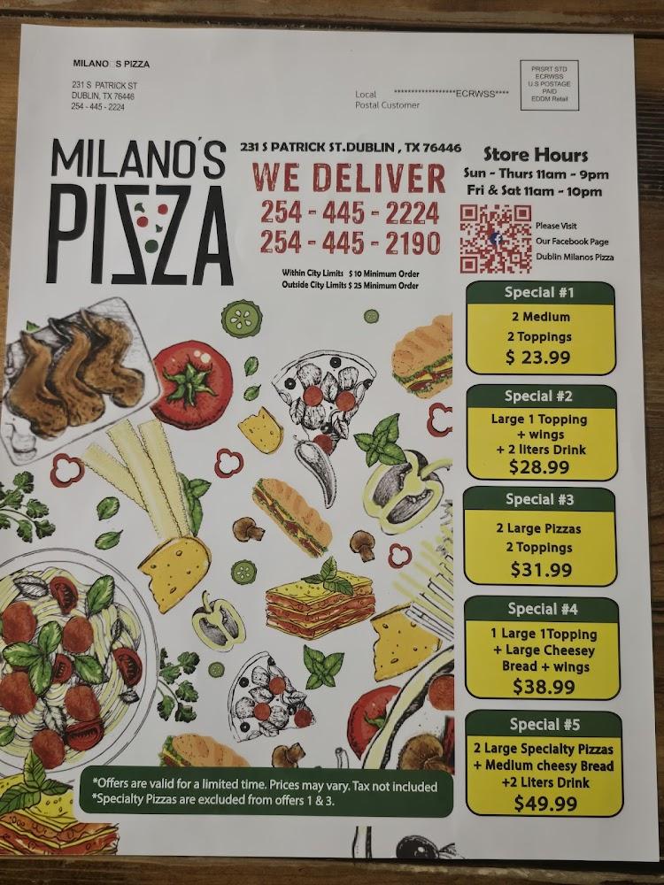 Milano's pizza dublin Texas Menu image 4